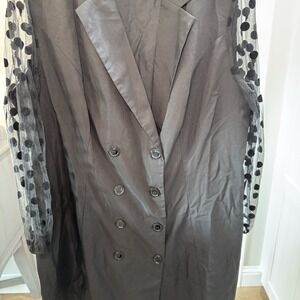 Shien Black Dot Sleeves Black  Dress Women's‎ 4XL(20) Business Dressy Casual